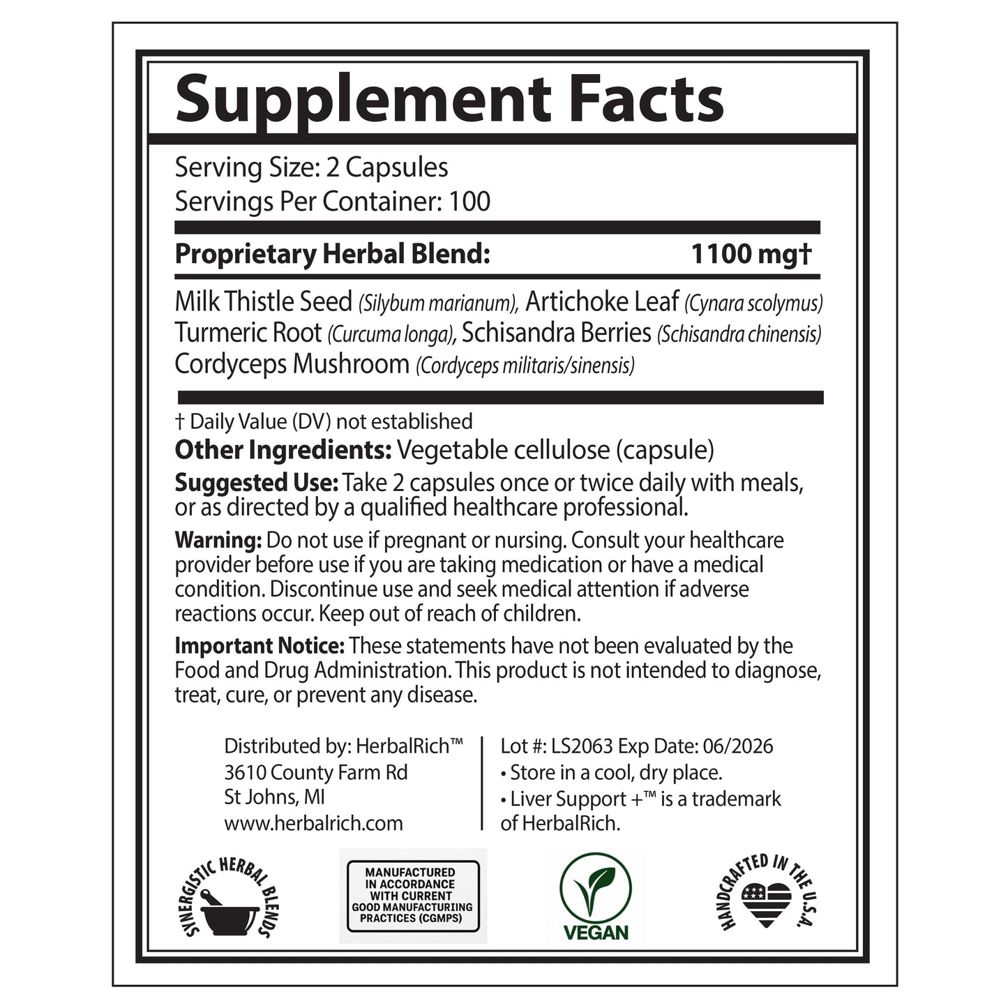 Liver Support+™ — Comprehensive Herbal Liver Support Formula, Botanical Capsules