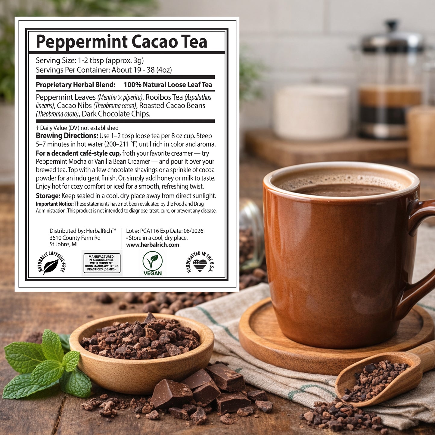 Peppermint Cacao Tea (3.75) oz