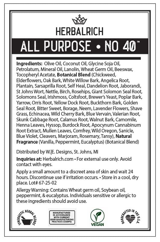 Herbalrich, Salve/Ointment, All Purpose, NO. 40 Botanical Blend, Herbal Salve